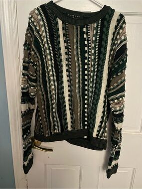 Vintage 90s protege collection brown green and white patterned sweater